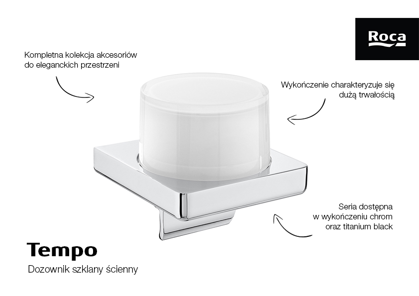 Roca Tempo dozownik do mydła 200 ml ścienny szkło/chrom A817037001