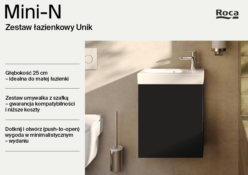 Roca Mini-N umywalka z szafką 45 cm czarny mat A852445532