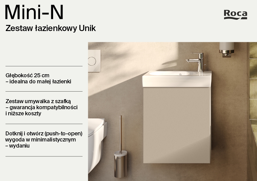 Roca Mini-N umywalka z szafką 45 cm fume mat A852445539