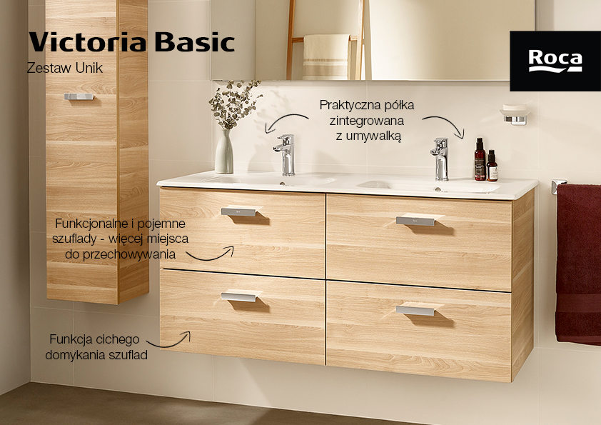 Roca Victoria Basic Modular blat 70x46 cm dąb A857503155