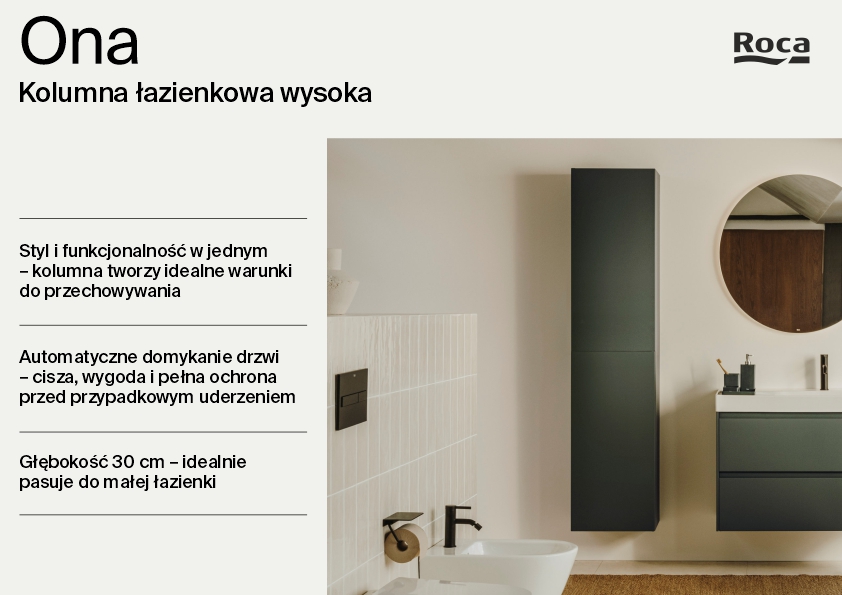 Roca Ona szafka boczna 175 cm kolumna wysoka ciemny zielony mat A857635513