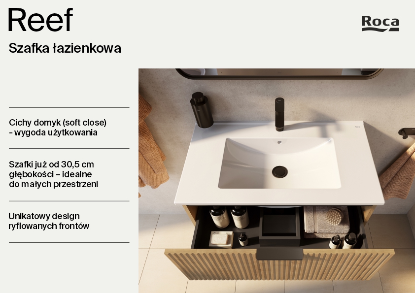 Roca Reef szafka 60x45x63,5 cm podumywalkowa wisząca jasny dąb A857954464