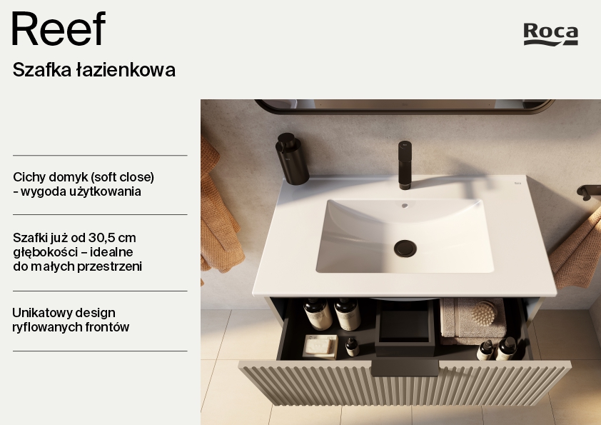 Roca Reef szafka 60x45,2x63,5 cm podumywalkowa wisząca fume mat A857954539