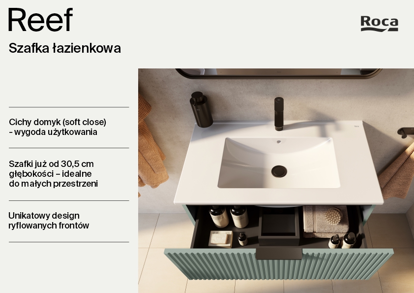 Roca Reef szafka 80x45,2x63,5 cm podumywalkowa wisząca szałwia mat A857955147