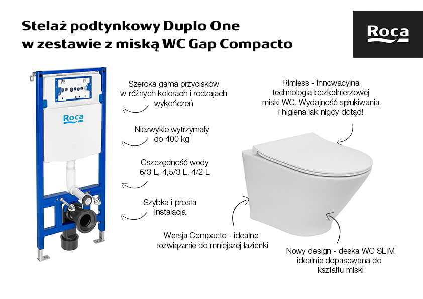 Roca Gap Round zestaw miska z deską i stelaż A893104480