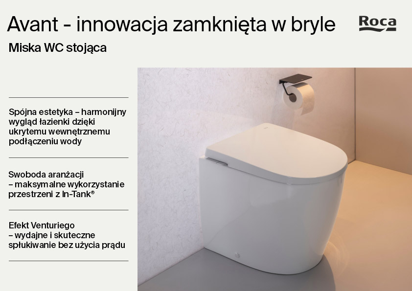 Roca Avant miska WC z deską wolnoopadającą stojąca bez kołnierza ze spłukiwaniem wirowym biały połysk A80336MS0W