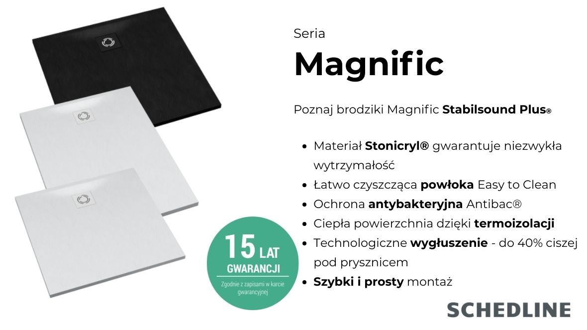 Schedline Magnific Black Stone brodzik kwadratowy z maskownicą 90x90 cm czarny 3SP.M1K-9090/C/ST-M9/C/ST