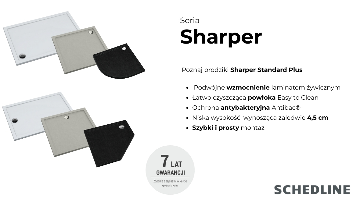 Schedline Sharper brodzik 90x90 cm kwadratowy biały 3S.S1K-9090