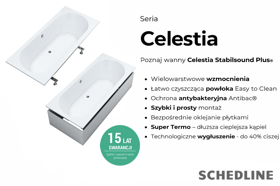 Schedline Celestia wanna prostokątna 180x80 cm biała 3WSP.C1P-18080/B/MG