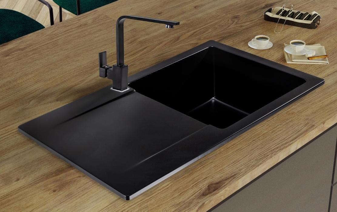 Sink Quality Magnesia Black zlewozmywak granitowy 76,5x44,8 cm czarny MAG.C.1KDO.X