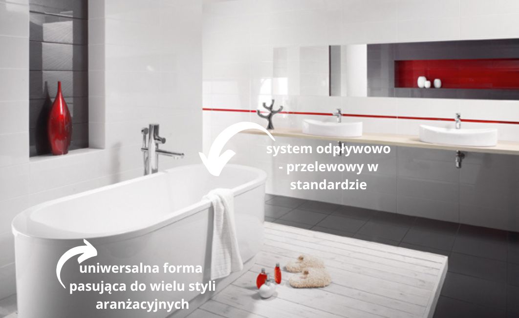 Sanplast Free Line wanna wolnostojąca 80x180 cm owalna typ WOW-kpl/FREE+STW biała 610-040-1180-01-000