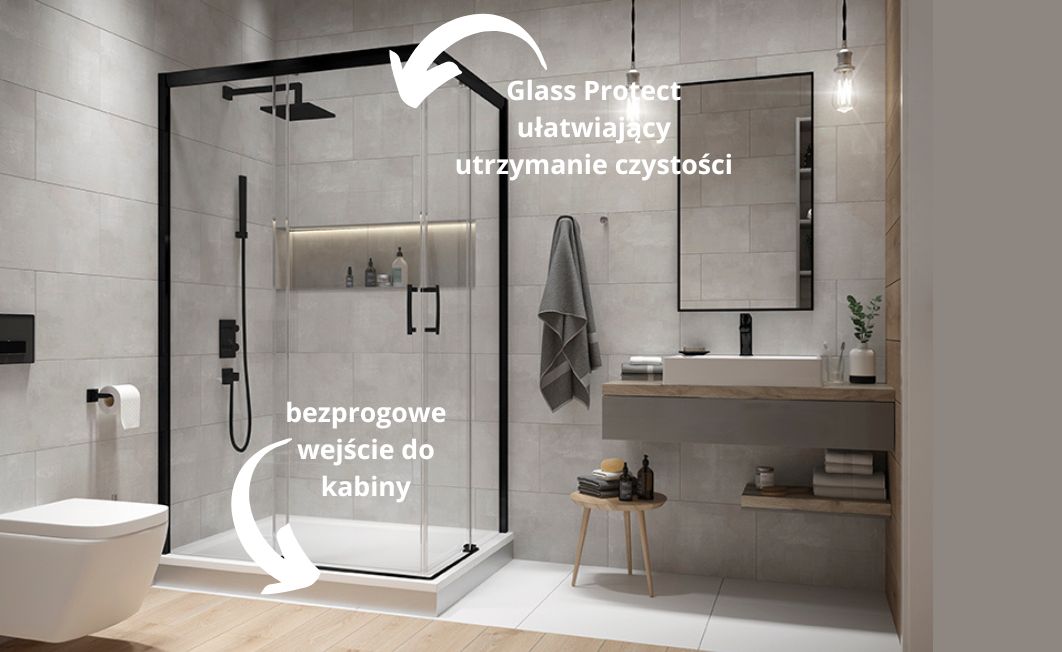 Sanplast Free Zone kabina prysznicowa 100x80 cm prostokątna czarny mat/szkło przezroczyste 600-271-3640-59-401