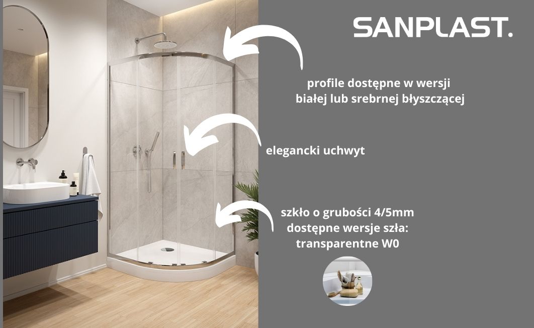Sanplast Fris kabina prysznicowa 80x80 cm kwadratowa biały połysk/szkło przezroczyste 600-330-0050-01-400