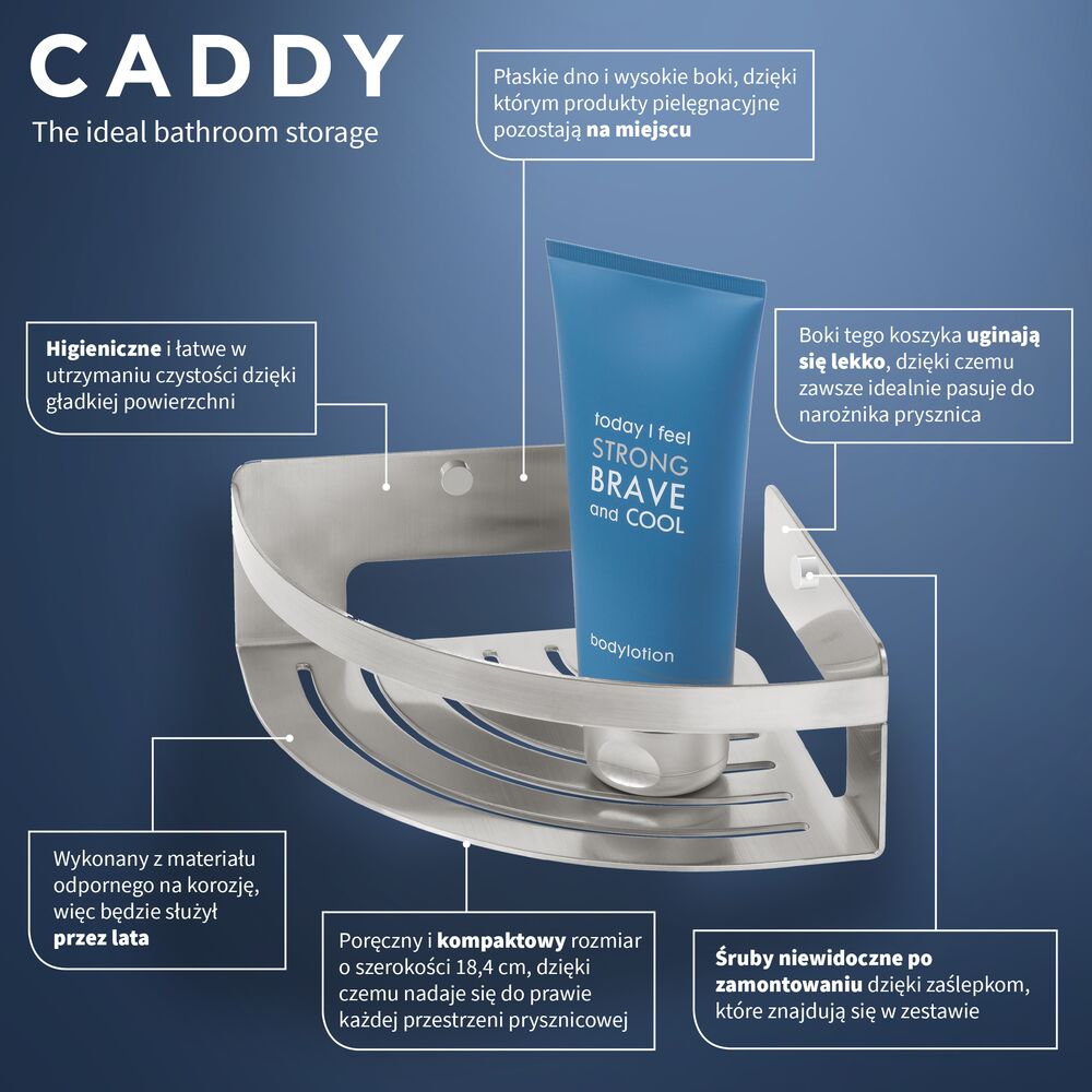 Tiger Caddy koszyk łazienkowy narożny stal szczotkowana 14004.30.9.46