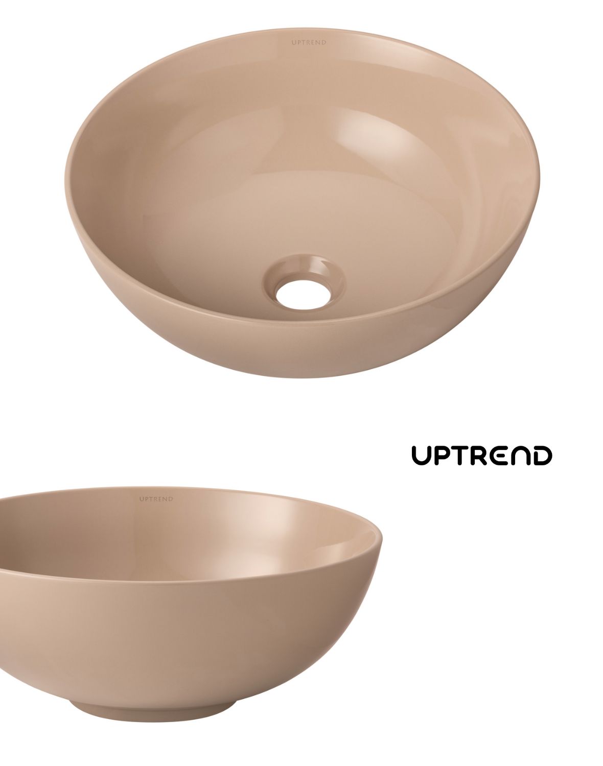 Uptrend Lena umywalka 38,5x38,5 cm nablatowa okrągła macchiato połysk UP4005-2-B4