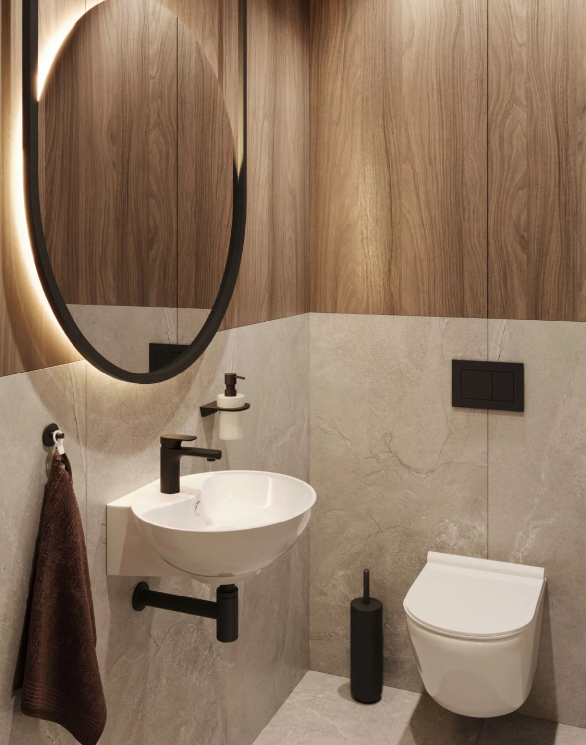 Uptrend Rio umywalka 42,5x15 cm okrągła ścienna biała TR4033