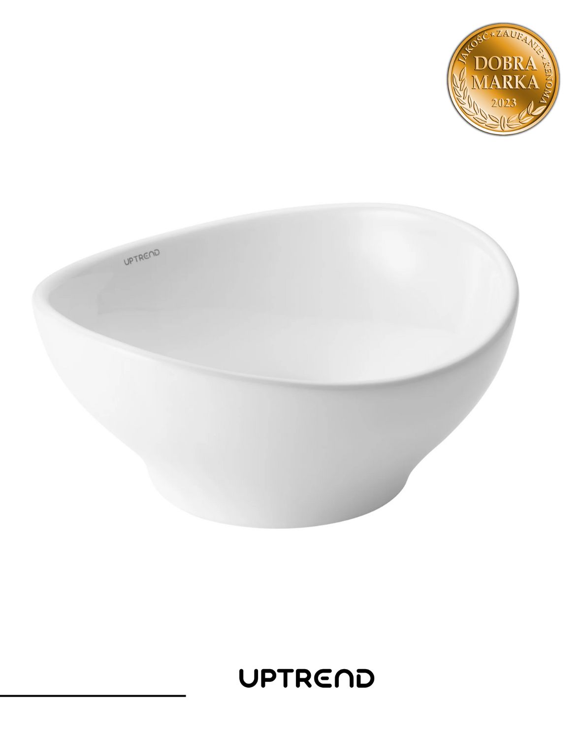 Uptrend Celia umywalka 41x41 cm nablatowa okrągła biel antyczna/złoty mat TR-T310